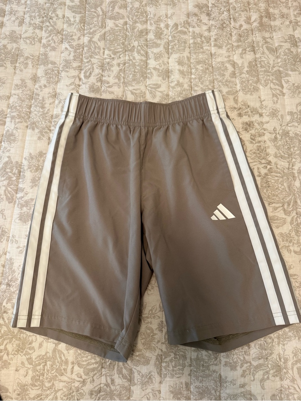 adidas Gray Shorts with White Side Stripes - Kids